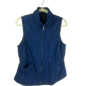 Bit & Bridle Quilted Vest Women Small Navy Blue Full Zipper Pockets Horse Riding